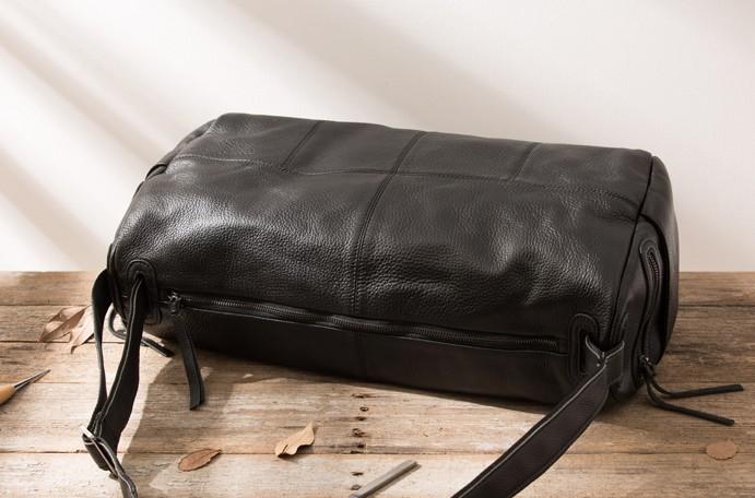 Cool Black Leather Men's Weekender Bag - Durable Travel & Shoulder Bag