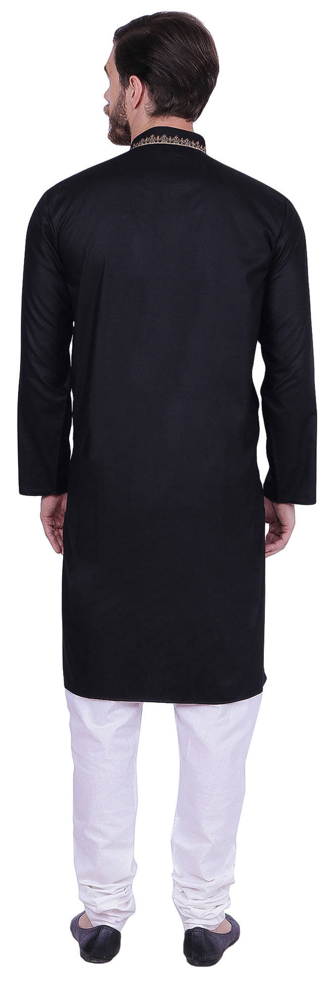 Embroidered Kurta Pajama for Men - Cotton Indian Traditional Party Wear (Black)