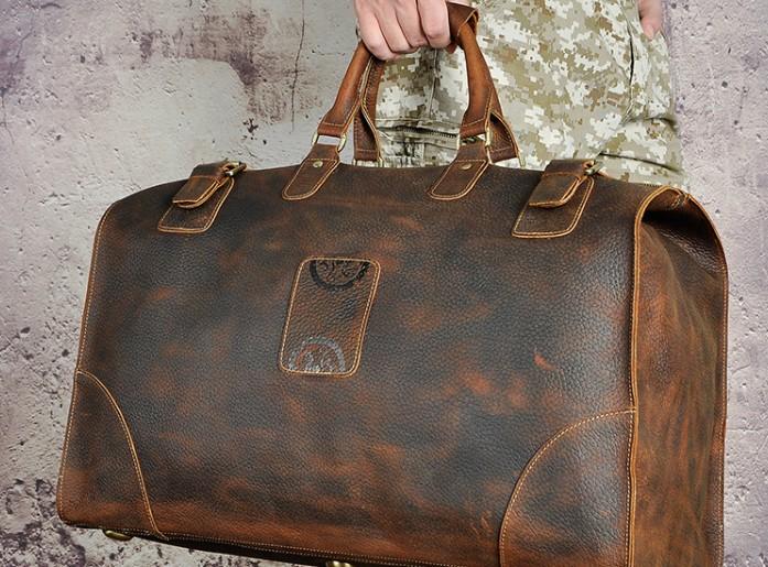 Leather Men's Doctor Bag Weekender Travel Duffle Bag