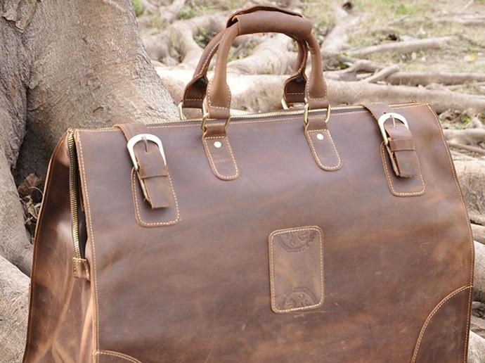 Leather Men's Doctor Bag Weekender Travel Duffle Bag