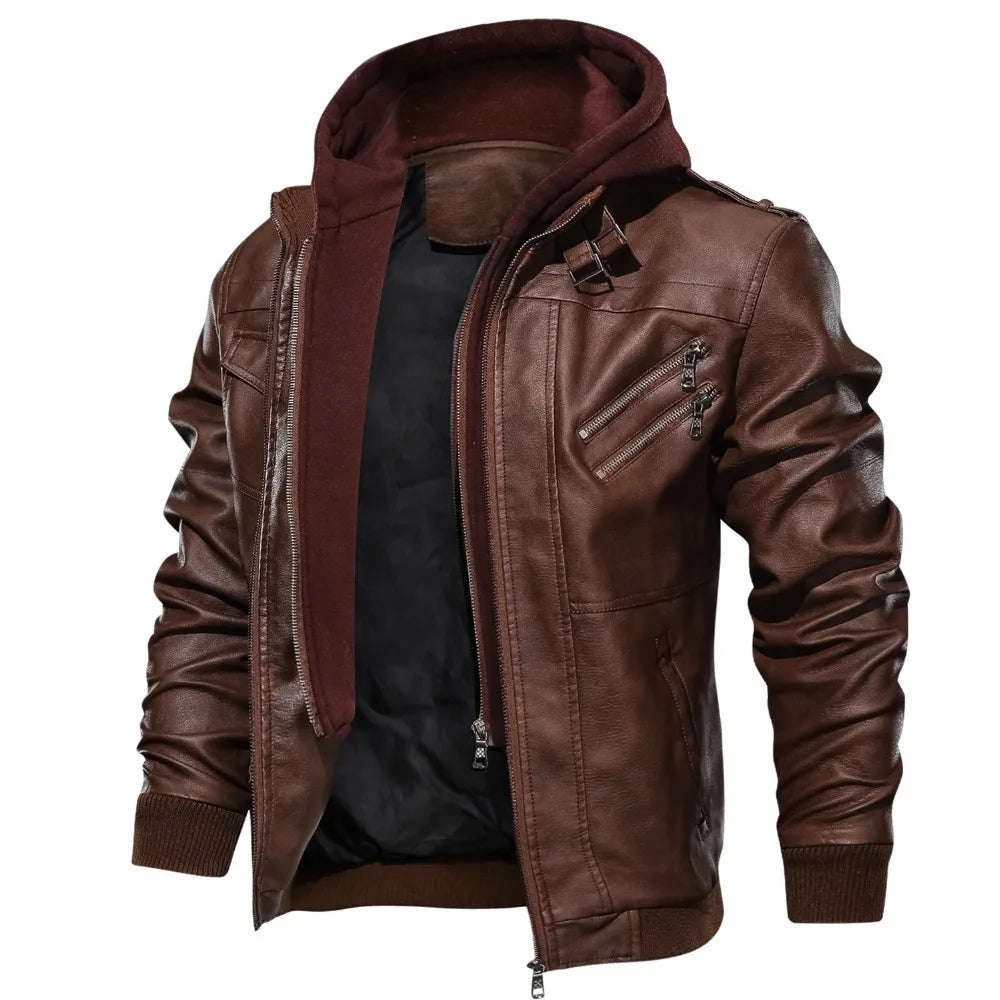 Nukty Autumn Winter Men's PU Leather Jacket - Casual Biker Outerwear