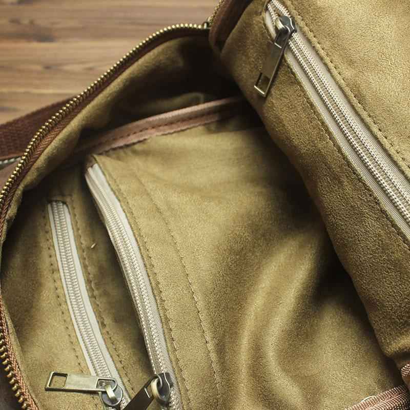 Cool and Retro Khaki Brown Mens Backpack - Vintage Leather Travel Bag