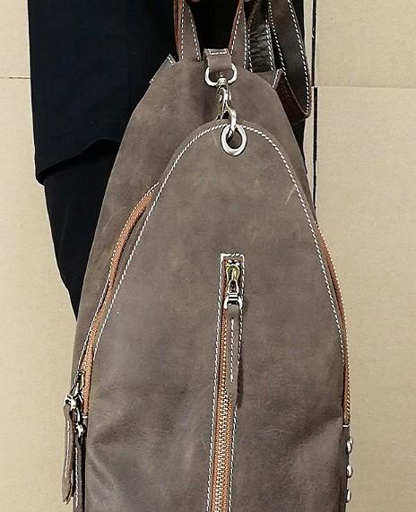 Cool and Retro Khaki Brown Mens Backpack - Vintage Leather Travel Bag