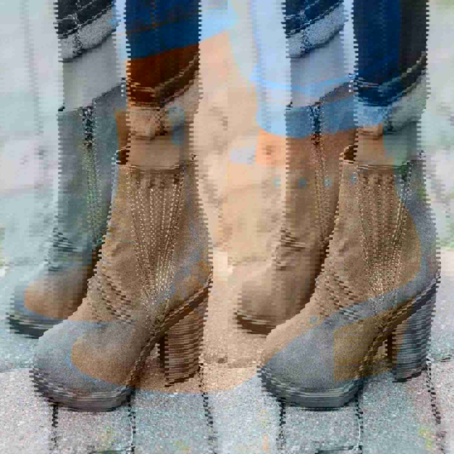 Women's Cowboy Boots - Embroidered Floral Ankle Boots with Pointed Toe