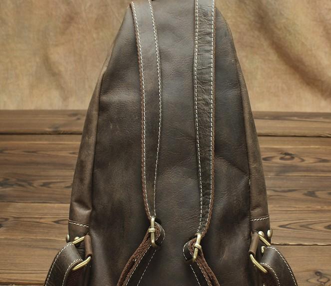 Cool and Retro Khaki Brown Mens Backpack - Vintage Leather Travel Bag