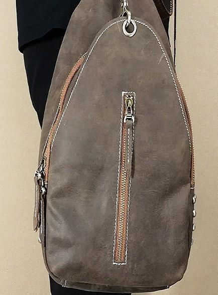 Cool and Retro Khaki Brown Mens Backpack - Vintage Leather Travel Bag