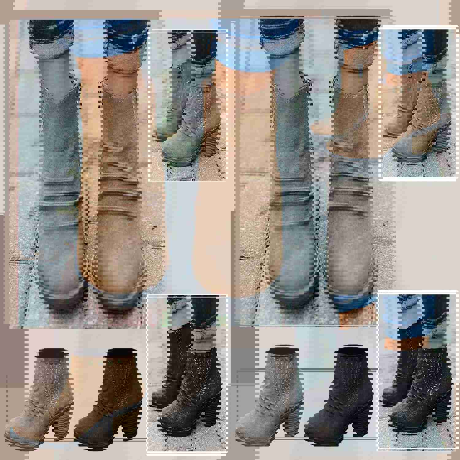 Women's Cowboy Boots - Embroidered Floral Ankle Boots with Pointed Toe