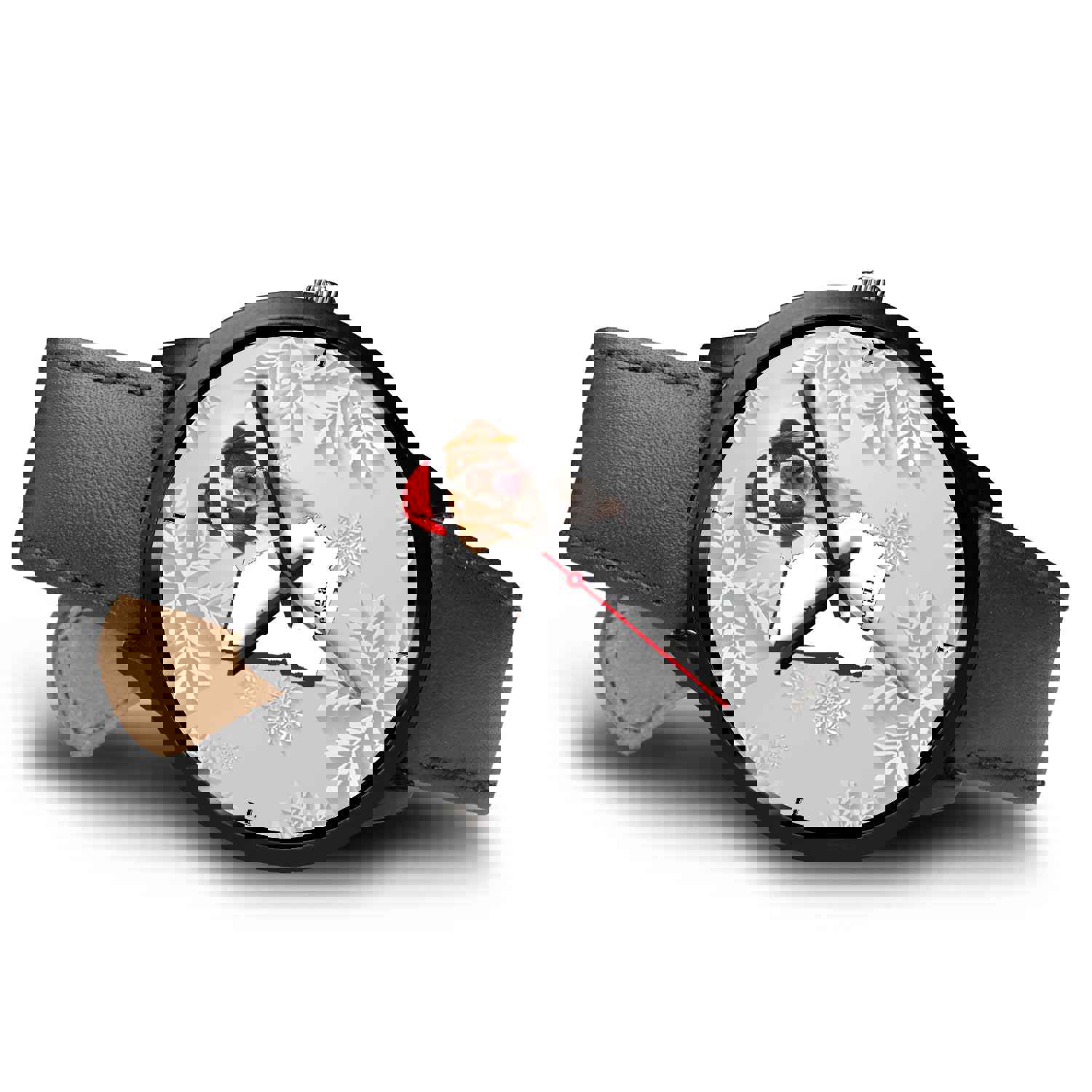 Brittany Dog Georgia Christmas Special Wrist Watch - Japanese Movement, Genuine Leather/Stainless Steel Band