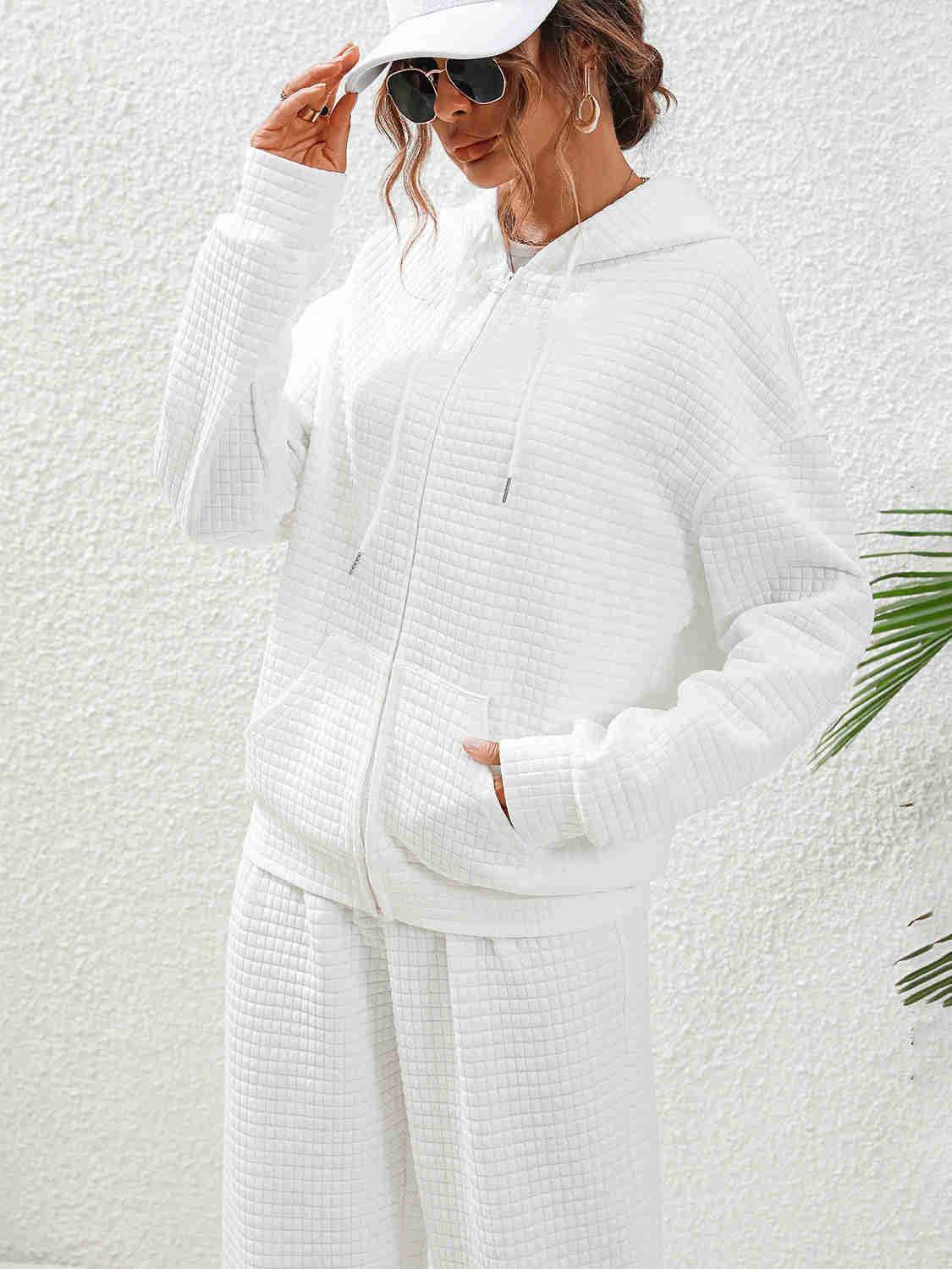 Textured Zip-Up Hooded Jacket for Men and Women