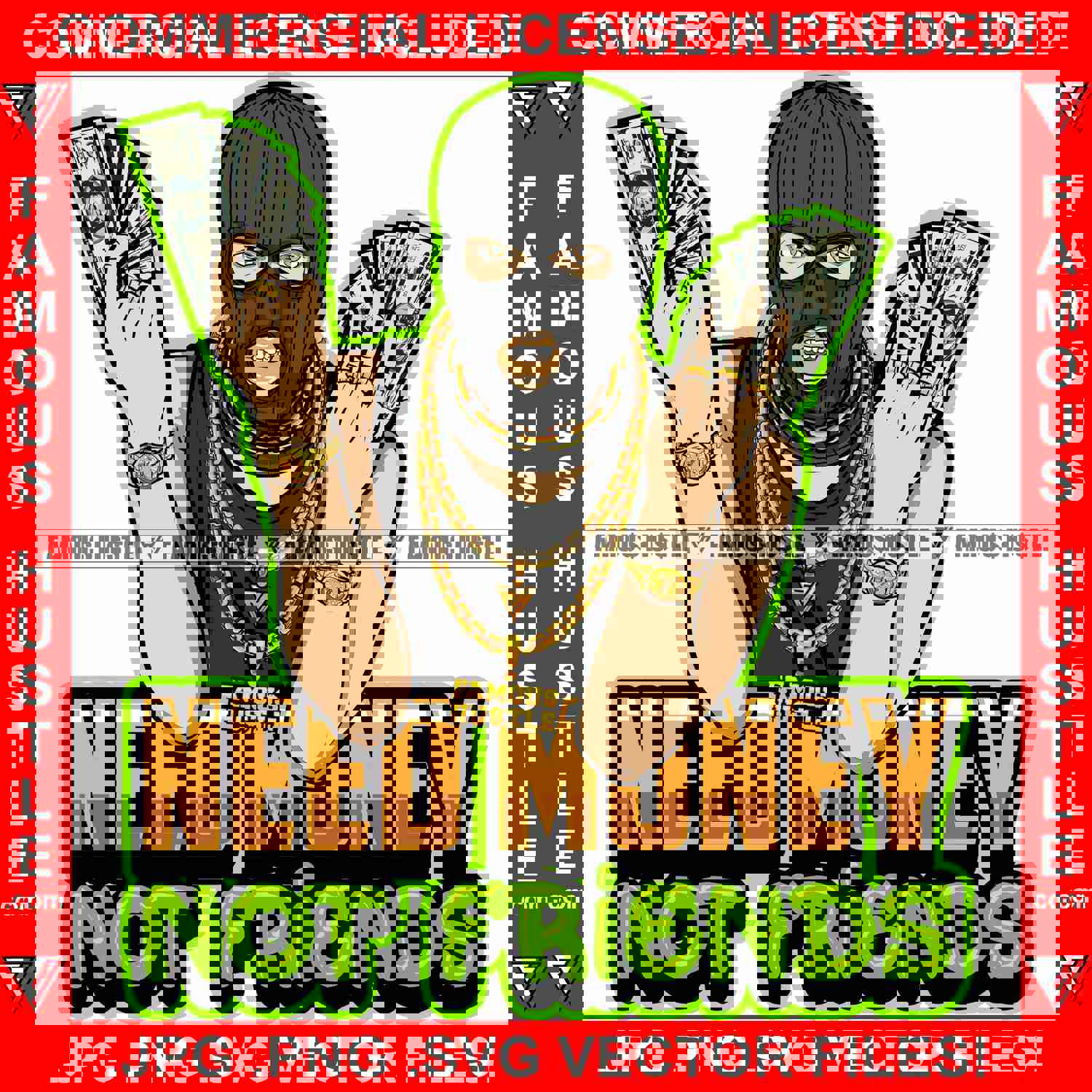 Need Money Not Friends Gangster Hustle Graphic Design T-Shirt Print