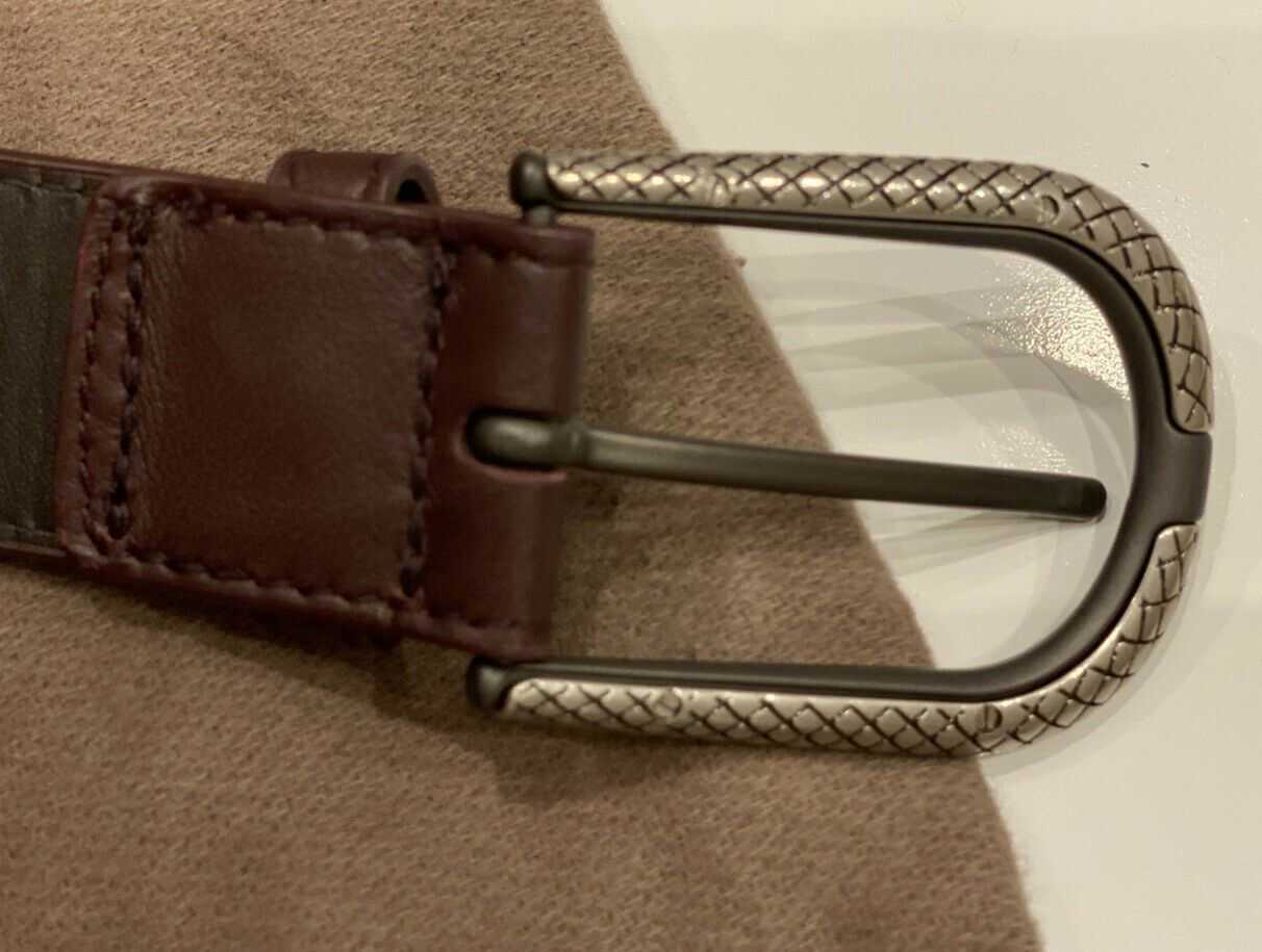 Bottega Veneta Intrecciato Nappa Leather Dark Barolo Belt 95/38