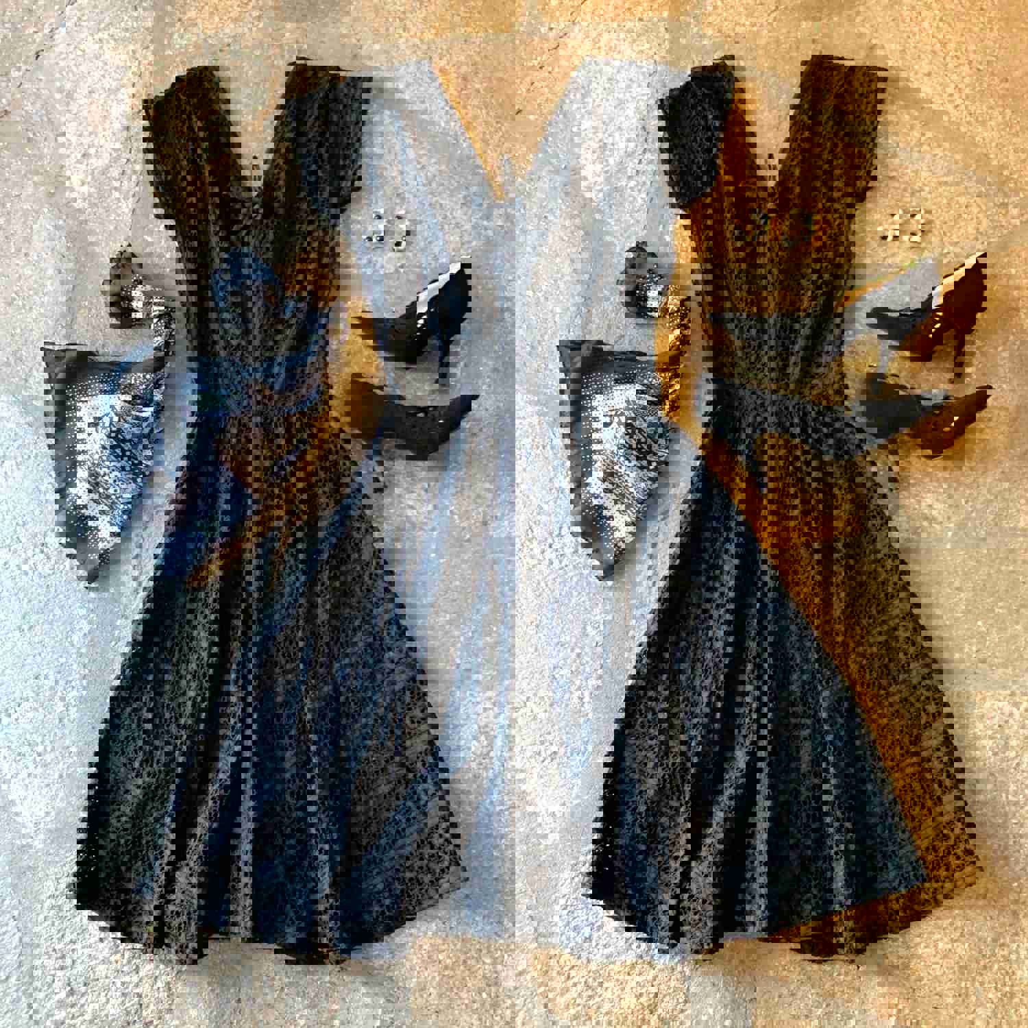 1950s Vintage Black Eyelet Dress