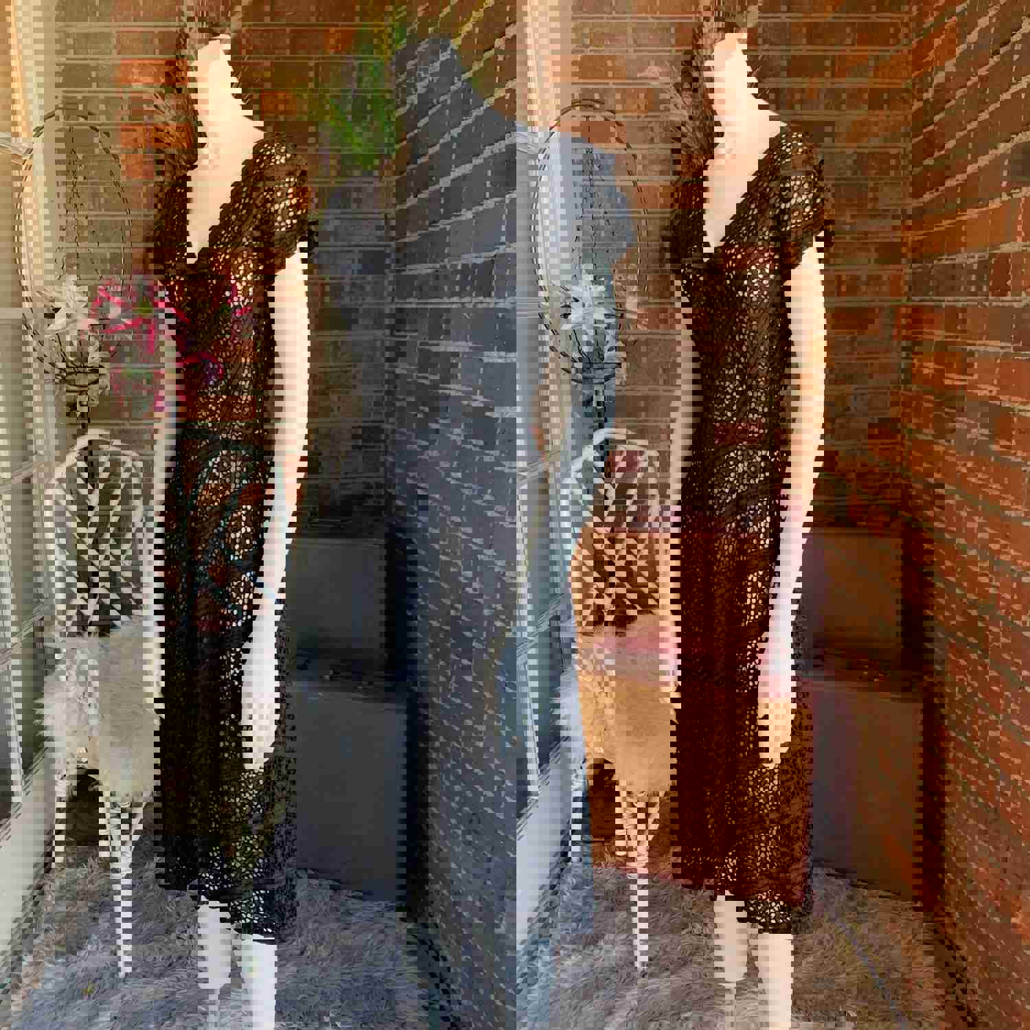 1950s Vintage Black Eyelet Dress