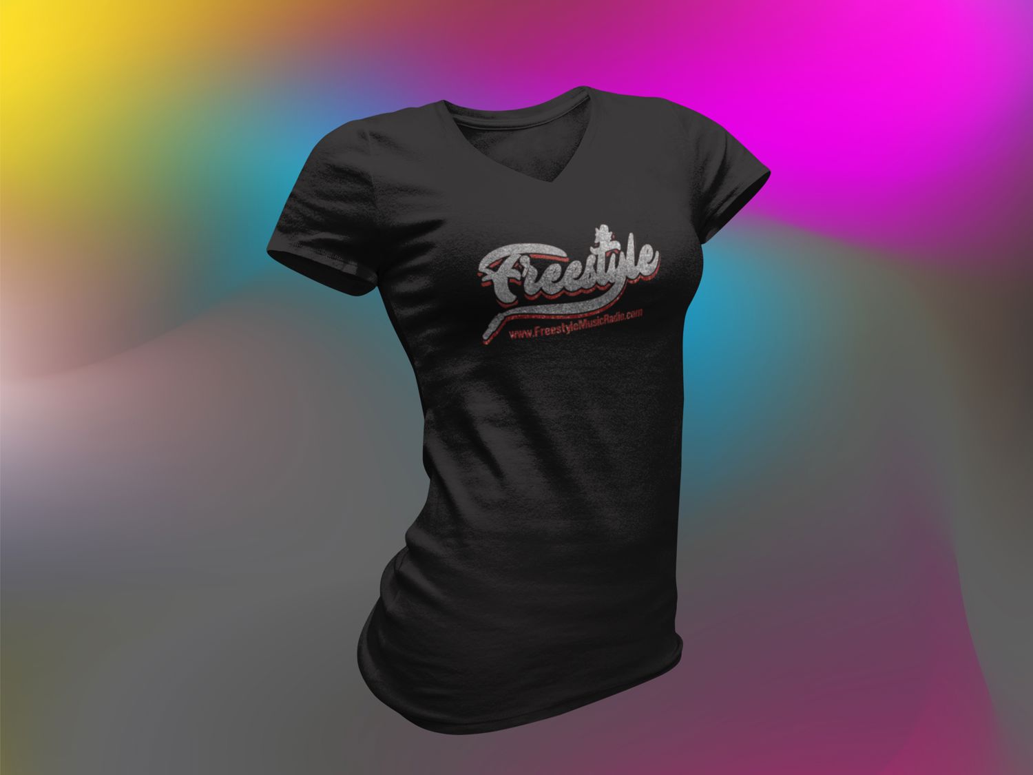 Official Freestyle Music Radio Women's Glitter Tee