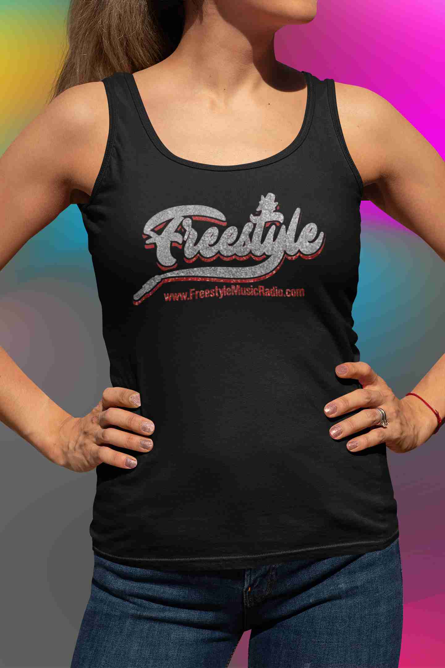 Official Freestyle Music Radio Women's Glitter Tee