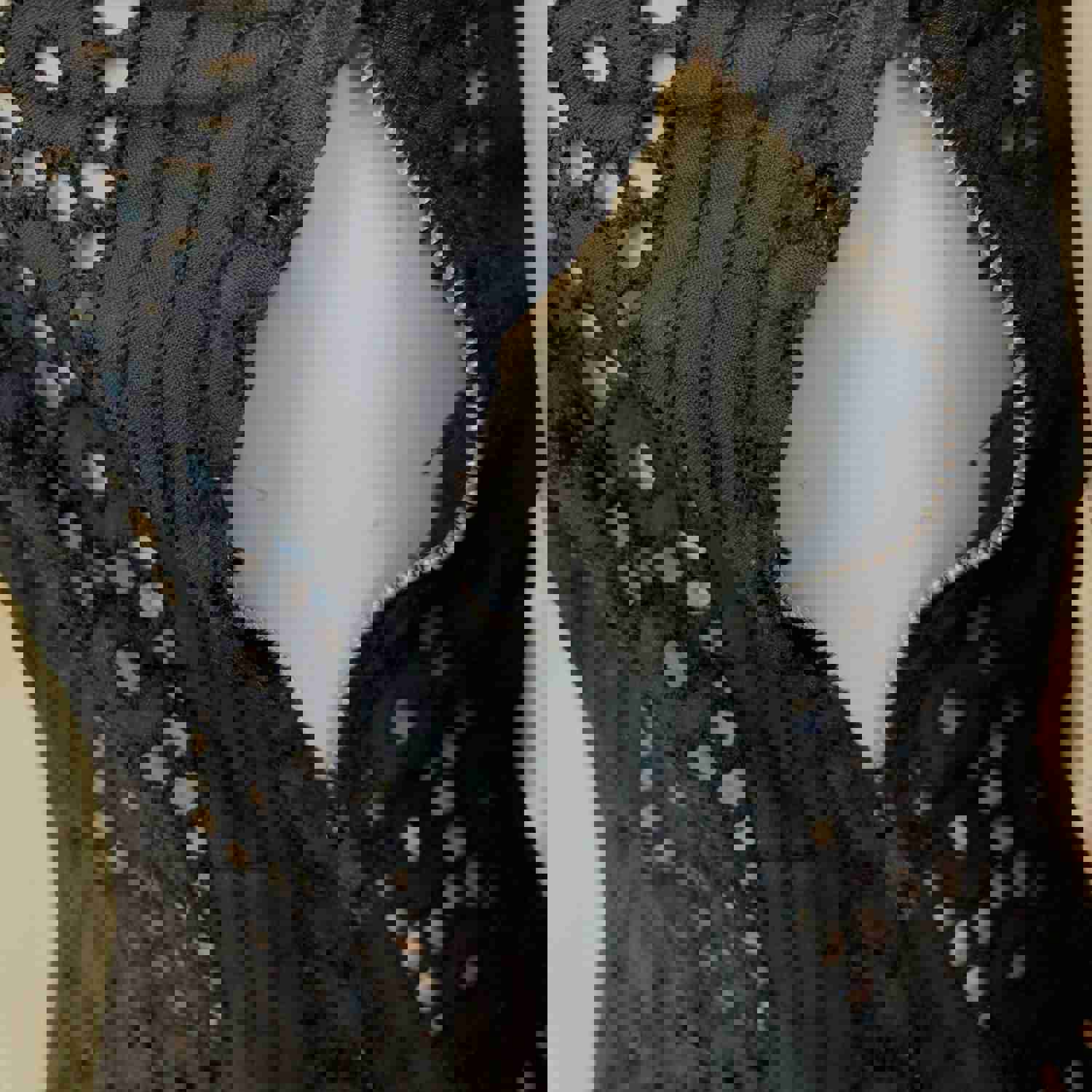 1950s Vintage Black Eyelet Dress