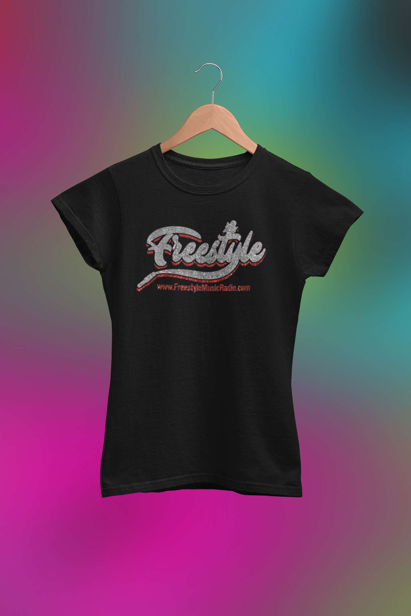 Official Freestyle Music Radio Women's Glitter Tee