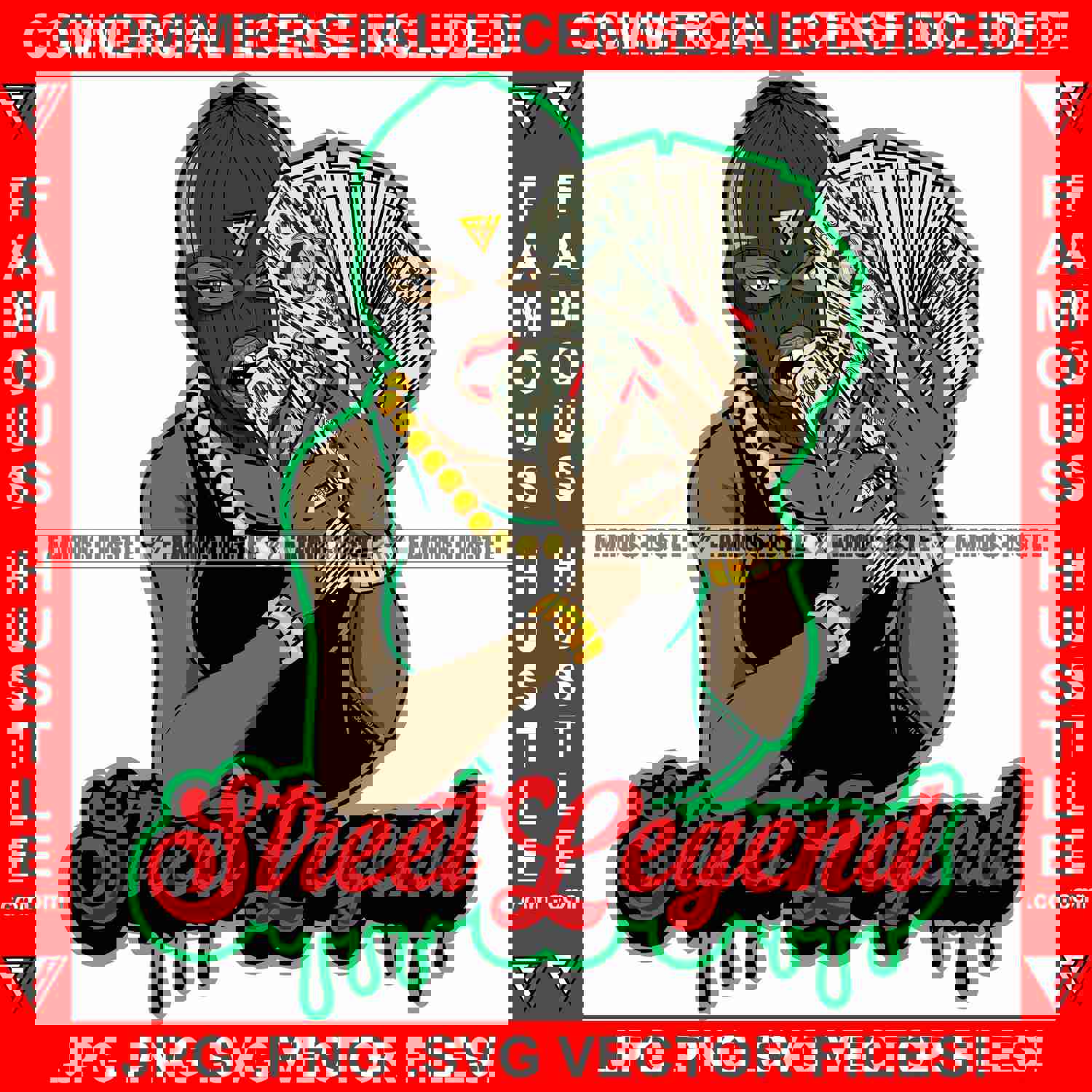 Street Legend Dripping Sexy Black Female Gangster Graphic Design T-Shirt Print