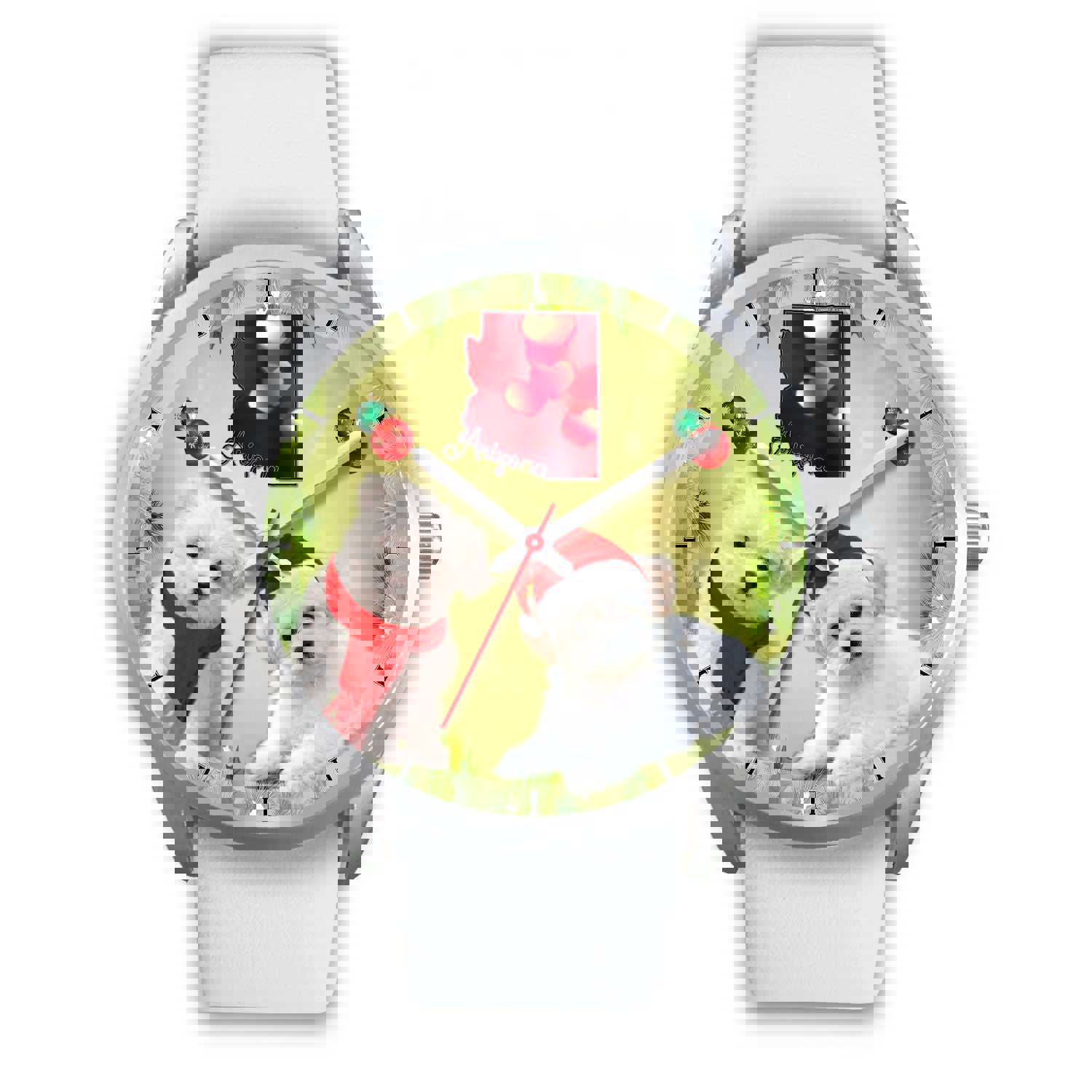 Cute Maltese Dog Arizona Christmas Special Silver Wrist Watch