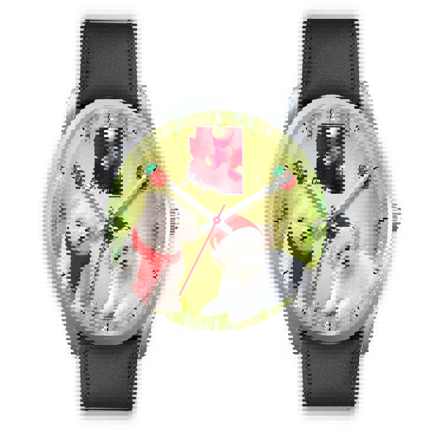 Cute Maltese Dog Arizona Christmas Special Silver Wrist Watch