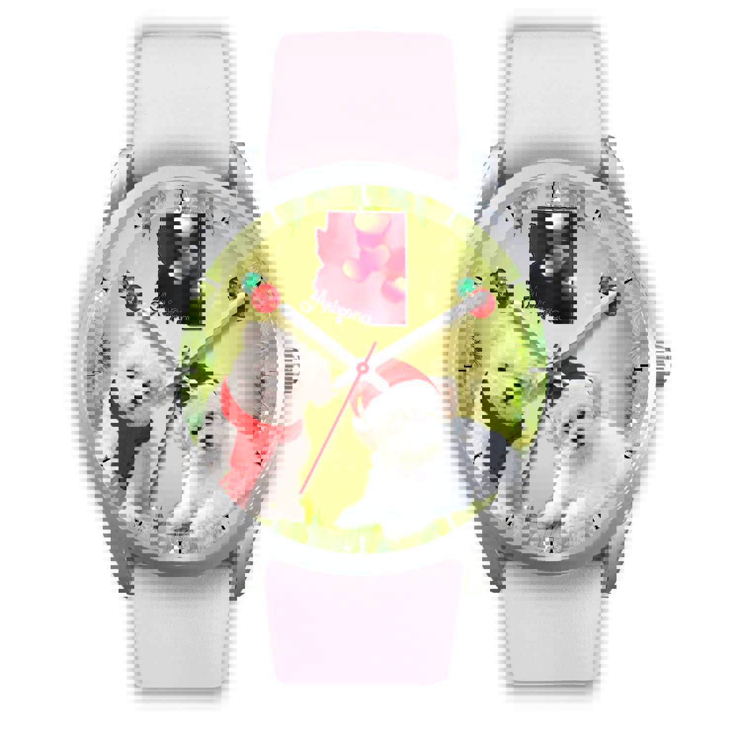 Cute Maltese Dog Arizona Christmas Special Silver Wrist Watch