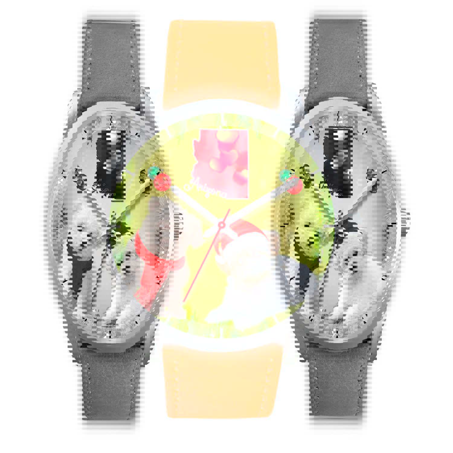 Cute Maltese Dog Arizona Christmas Special Silver Wrist Watch
