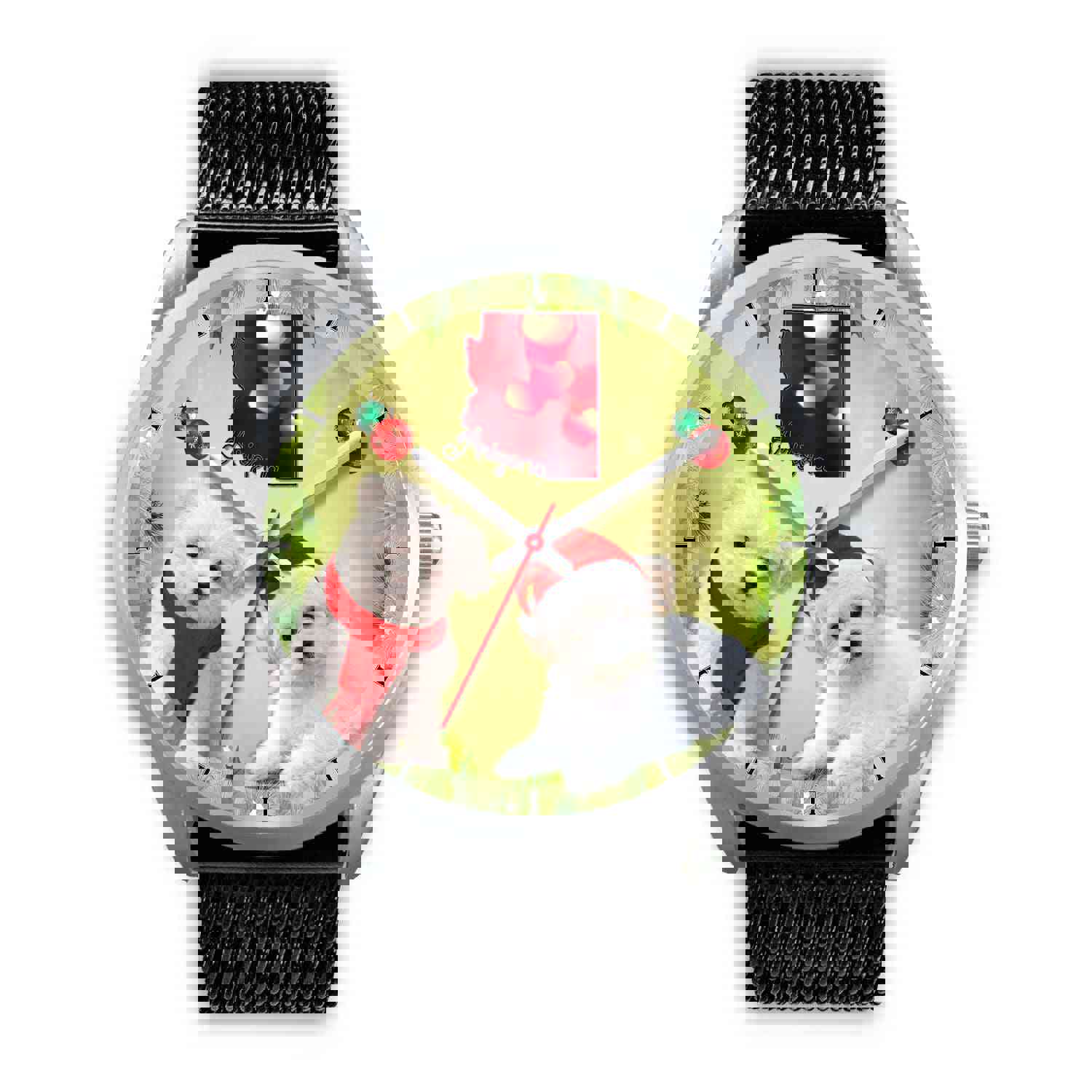 Cute Maltese Dog Arizona Christmas Special Silver Wrist Watch
