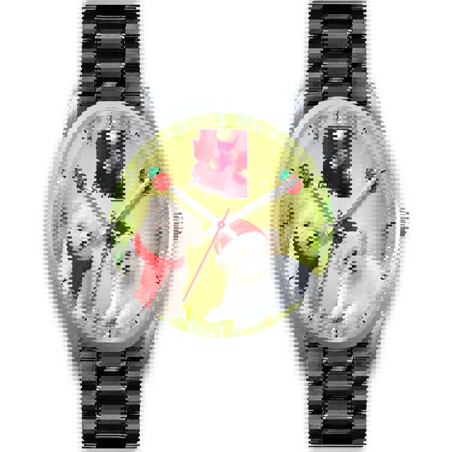 Cute Maltese Dog Arizona Christmas Special Silver Wrist Watch