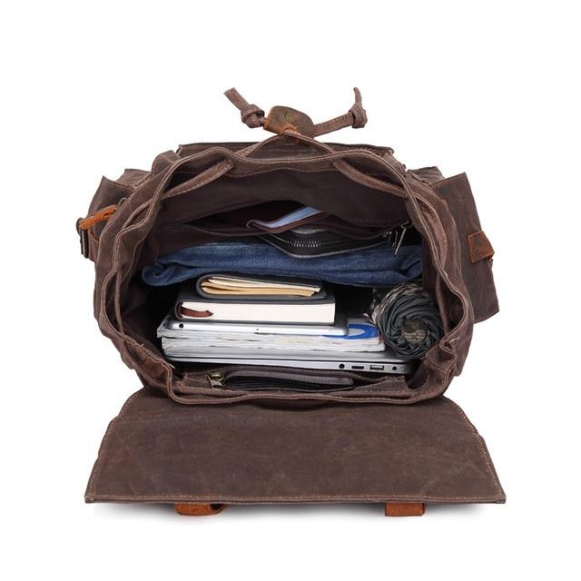 Innovato Design Vintage Waterproof Canvas Leather Backpack (20-35 Litre)