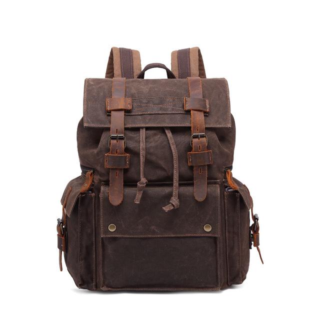Innovato Design Vintage Waterproof Canvas Leather Backpack (20-35 Litre)
