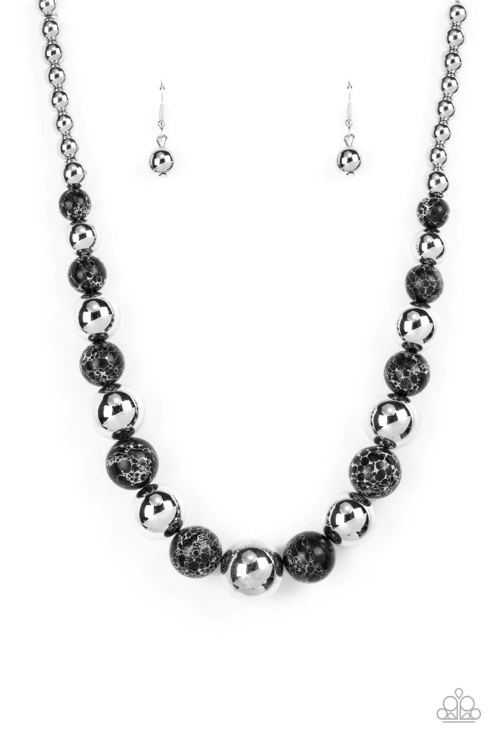 Stone Age Adventurer - Black Paparazzi Necklace with Matching Earrings