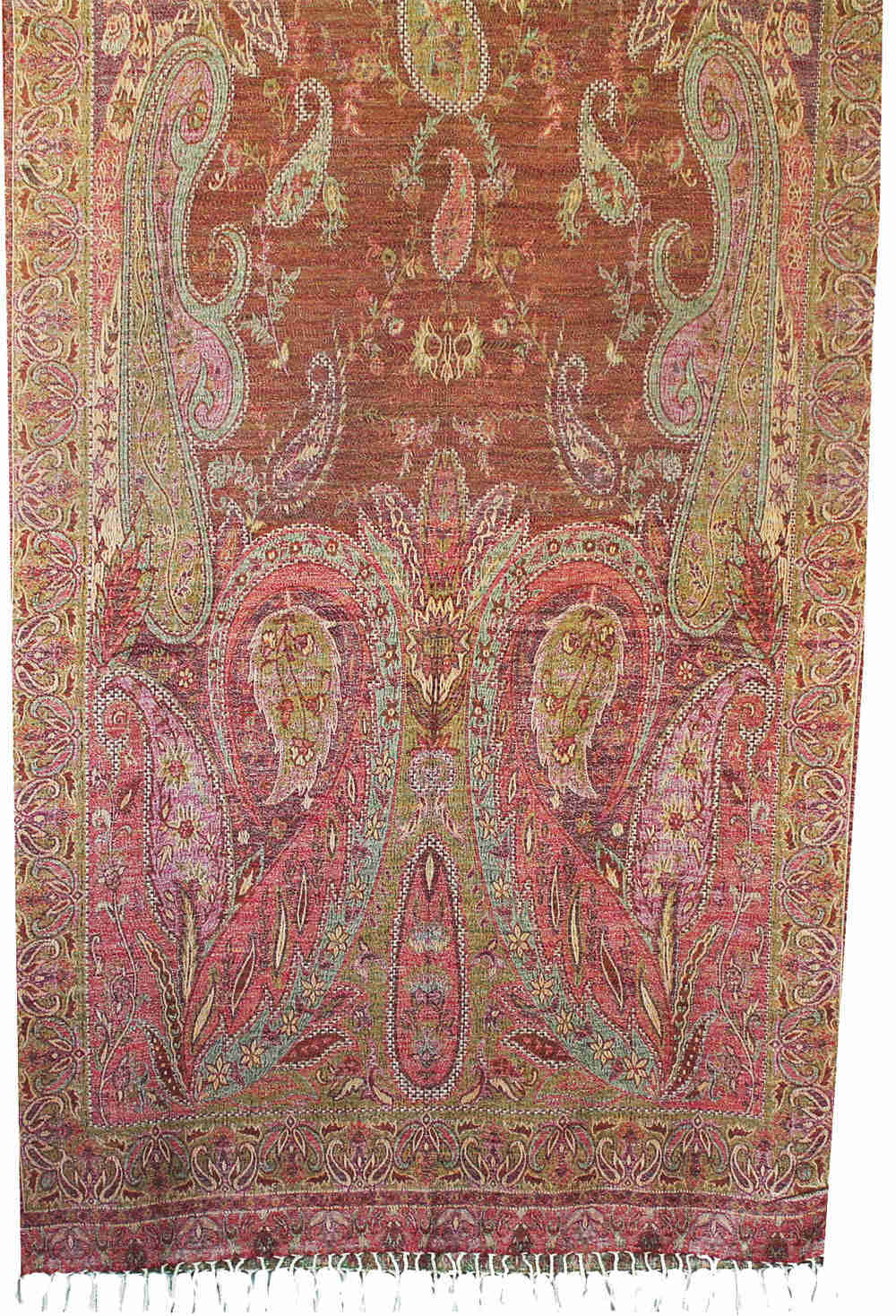 Women's Paisley Scarf Shawl - 100% Wool, Handmade in Kashmir (82 x 28 inches)