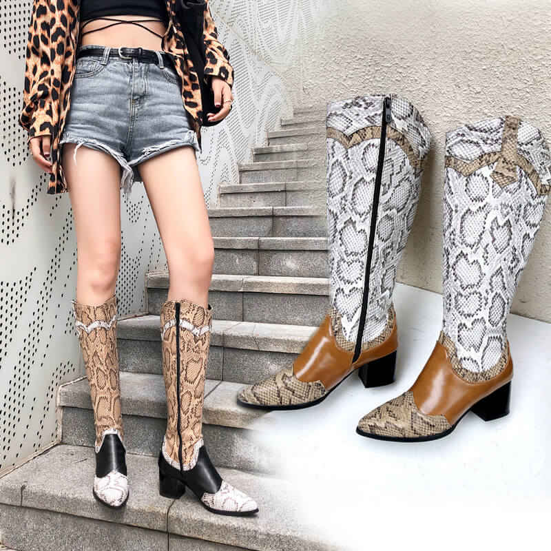 Snake Print Boots Cowgirl - Western & Edgy Style
