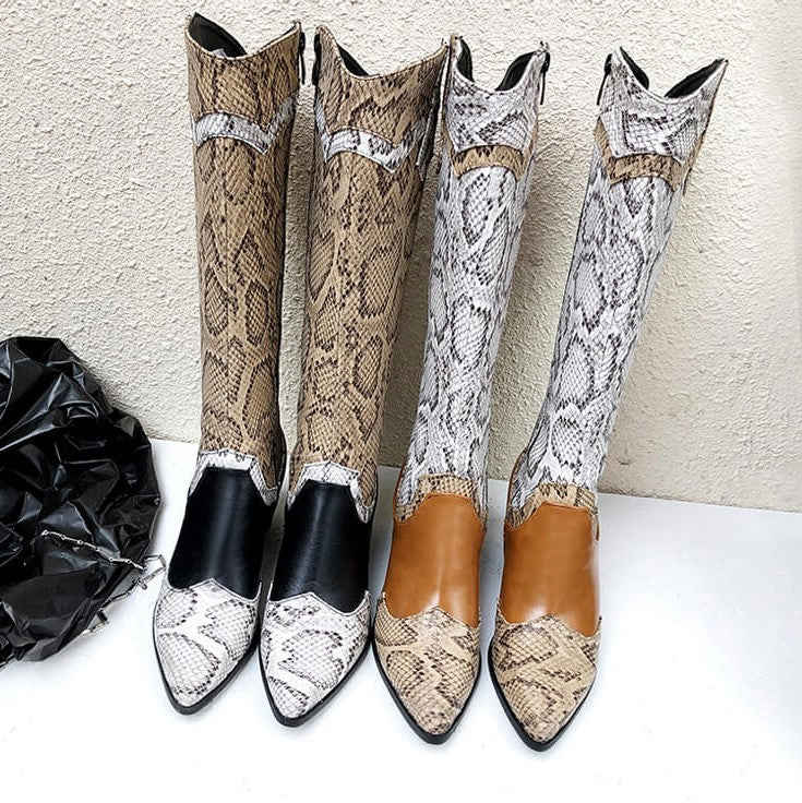 Snake Print Boots Cowgirl - Western & Edgy Style