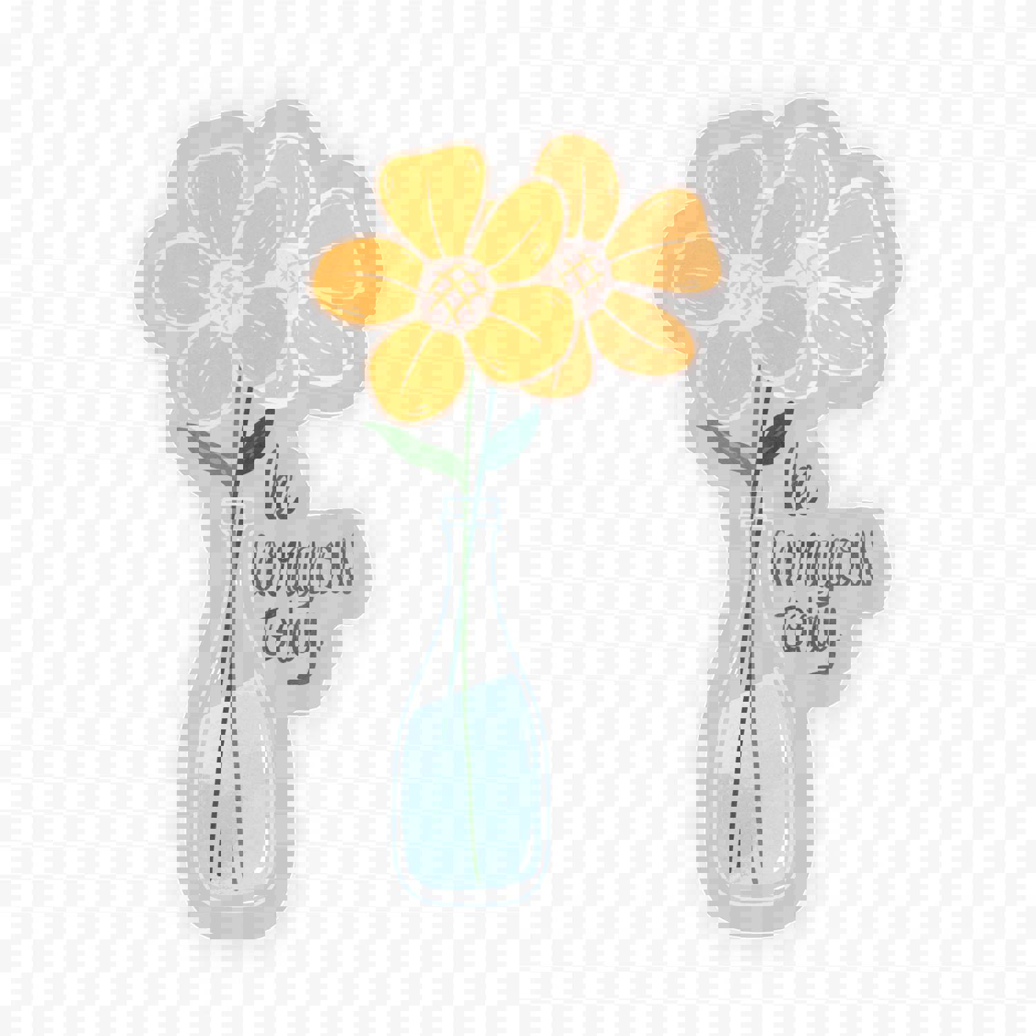 Be Courageous Today - Yellow Flower Vase Clear Sticker