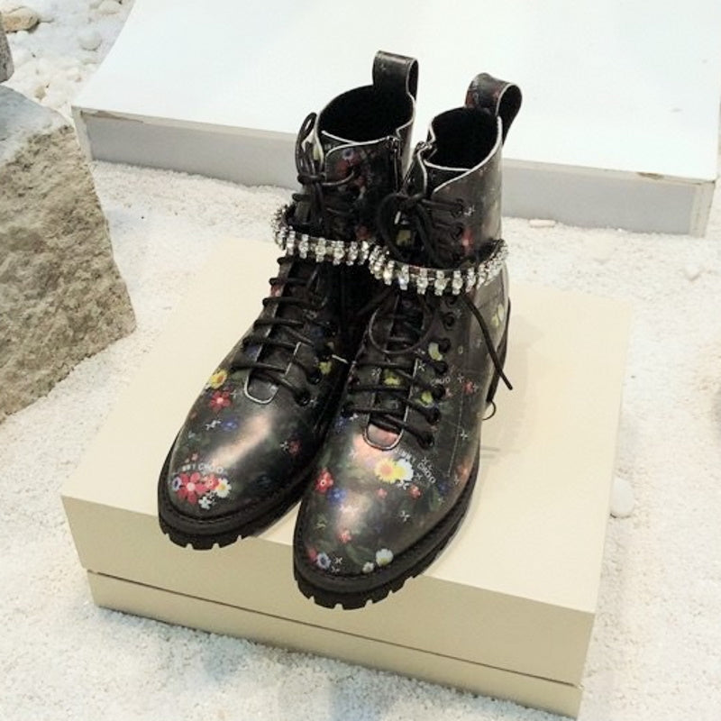 Chu Boots Black Flowers - Stylish and Elegant Footwear