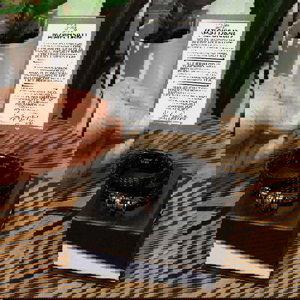 Braided Leather Bracelet for Men - Thoughtful Husband Gift for Christmas or Birthday