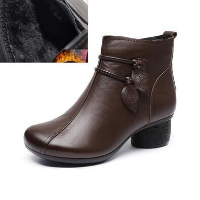 Handmade Genuine Leather Women's Winter Boots with Fringe Detail