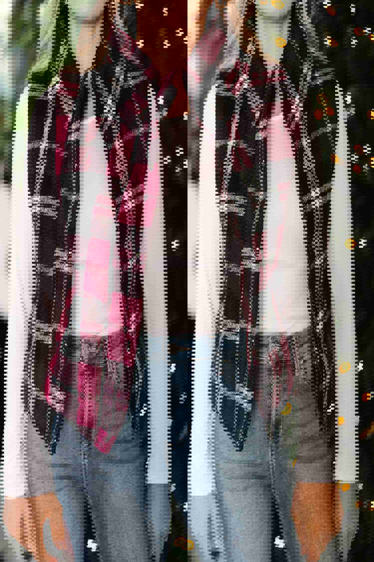 Happy To Be Here Wine Red Plaid Vest