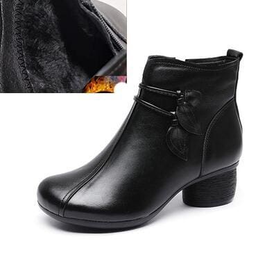 Handmade Genuine Leather Women's Winter Boots with Fringe Detail