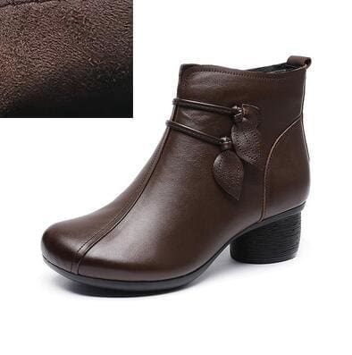 Handmade Genuine Leather Women's Winter Boots with Fringe Detail