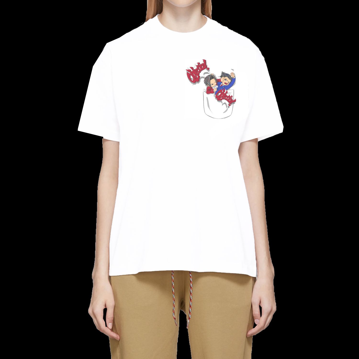 TKO21-C Personalized Women's Crew Neck Short Sleeve T-Shirt - White (Pocket Print)