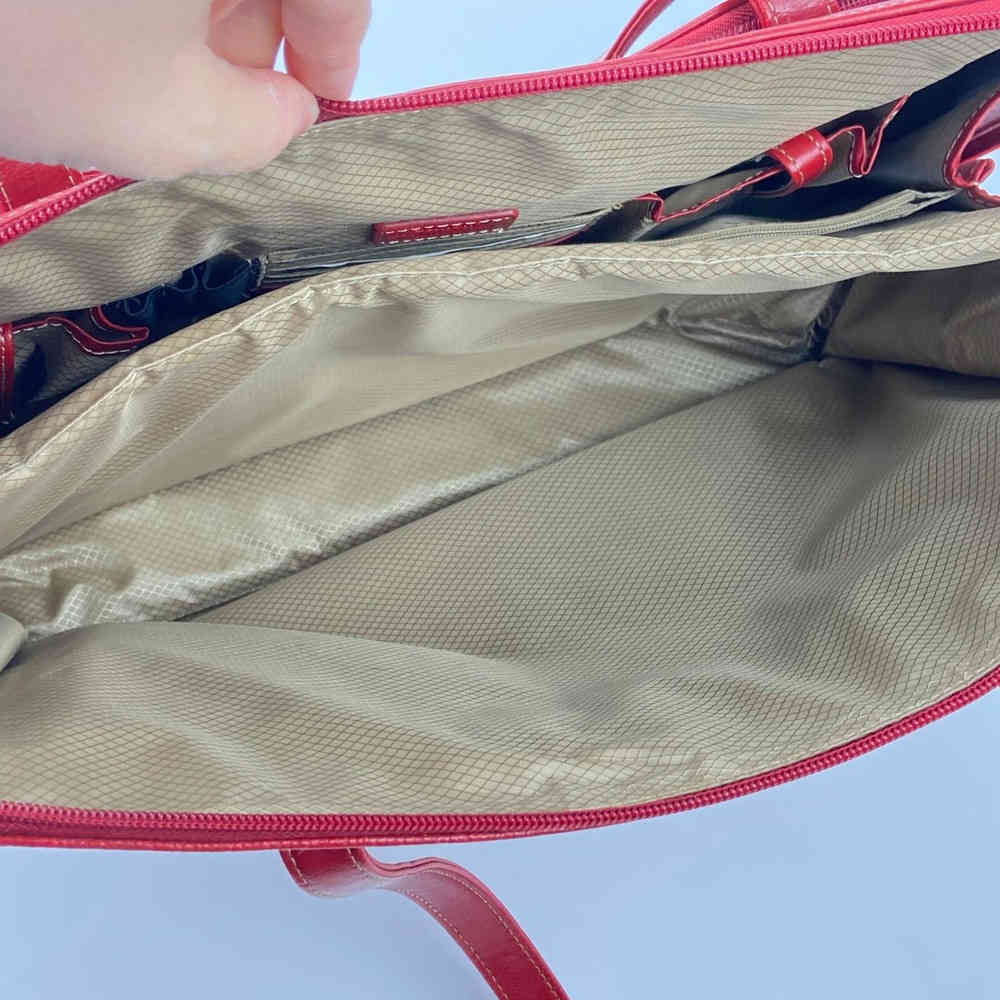 Stylish Red Leather Large Buxton Euro Tote Laptop Shoulder Bag