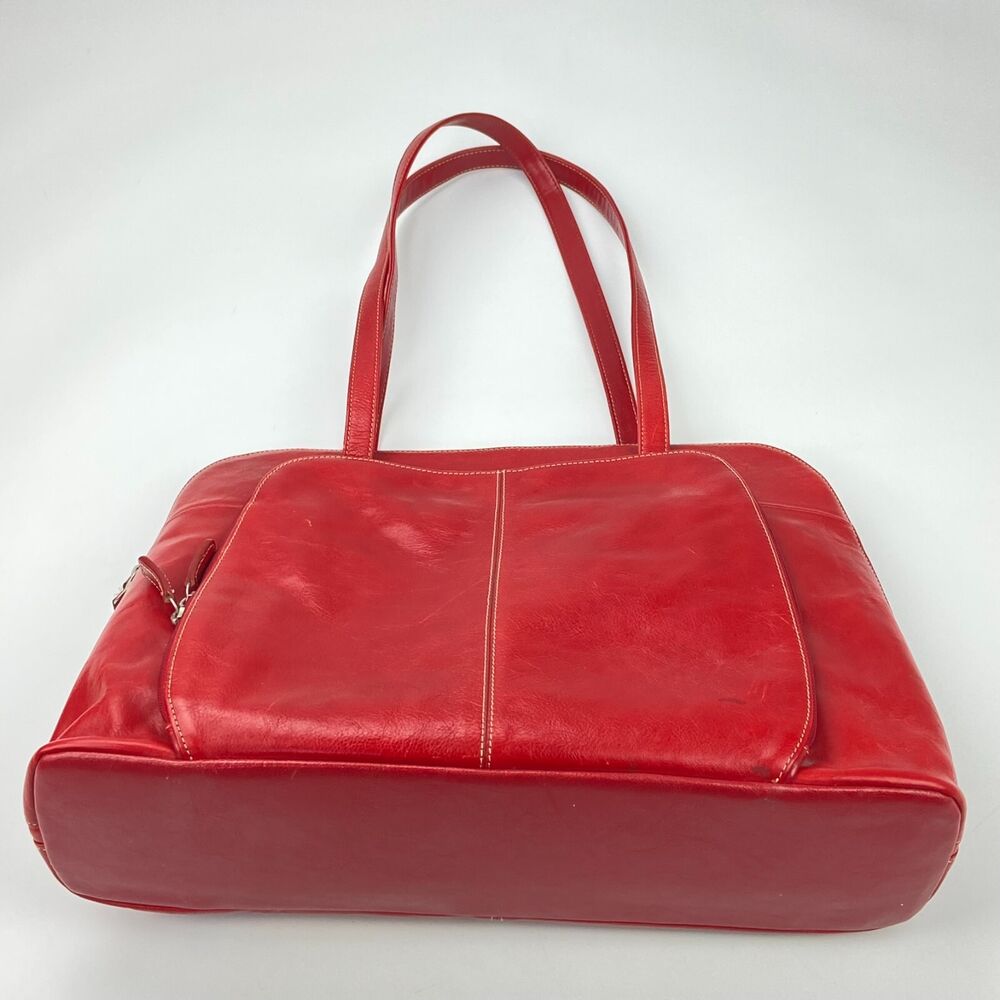 Stylish Red Leather Large Buxton Euro Tote Laptop Shoulder Bag