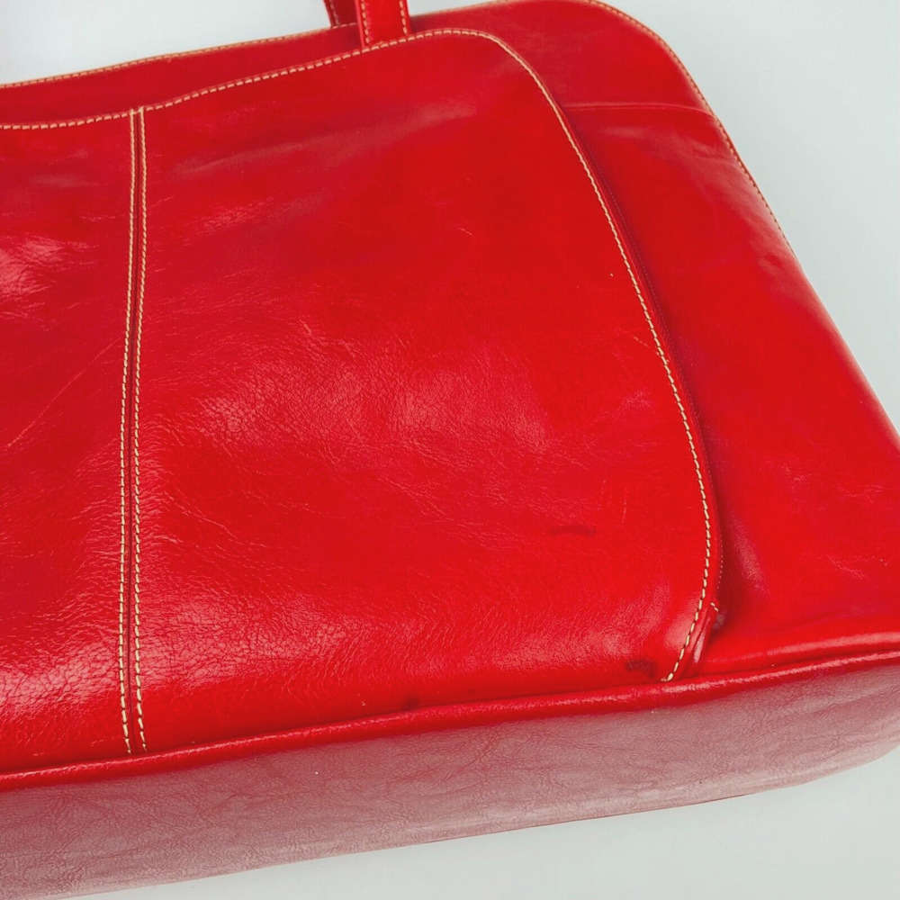 Stylish Red Leather Large Buxton Euro Tote Laptop Shoulder Bag