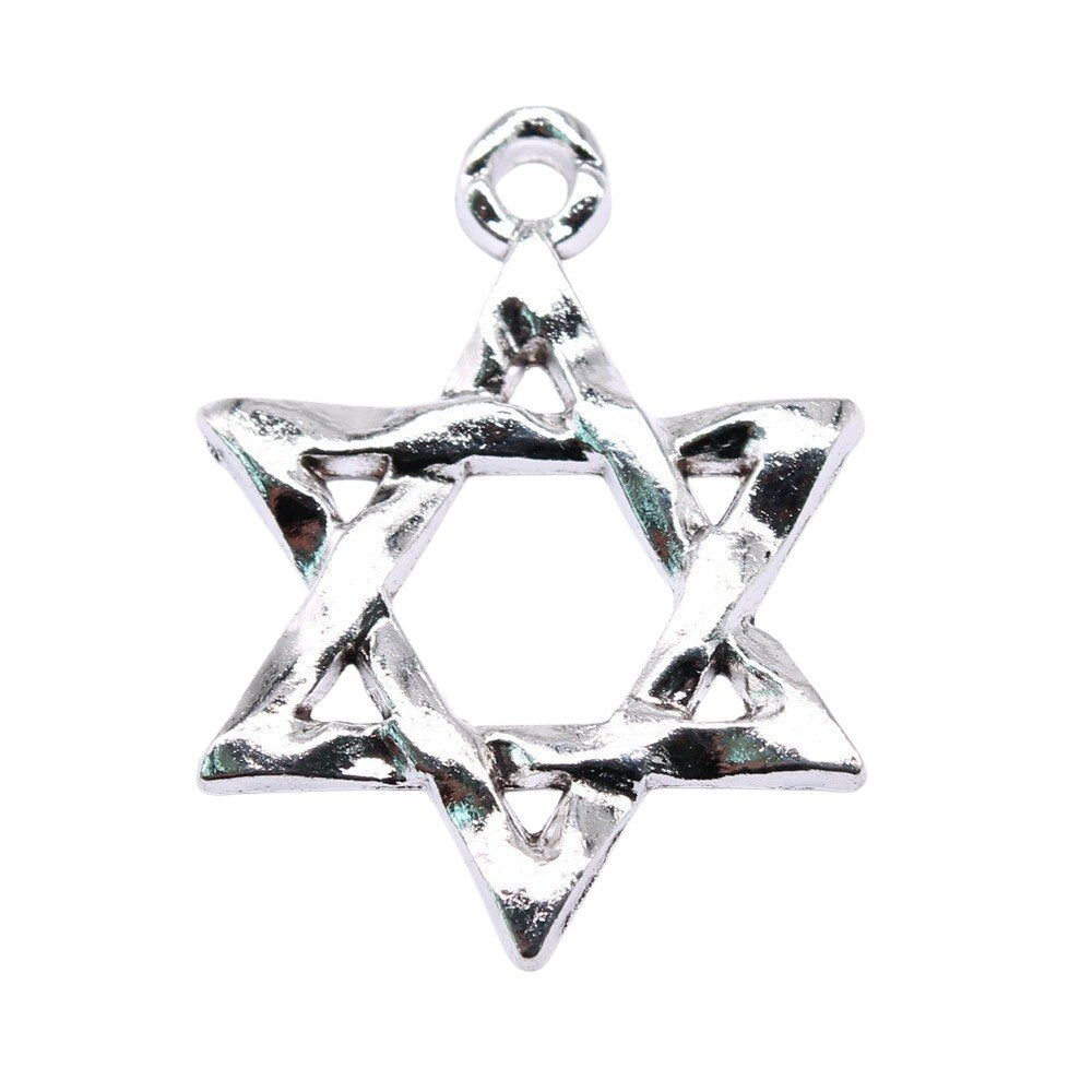 5pcs Antique Silver Star Of David Charms for DIY Jewelry Making