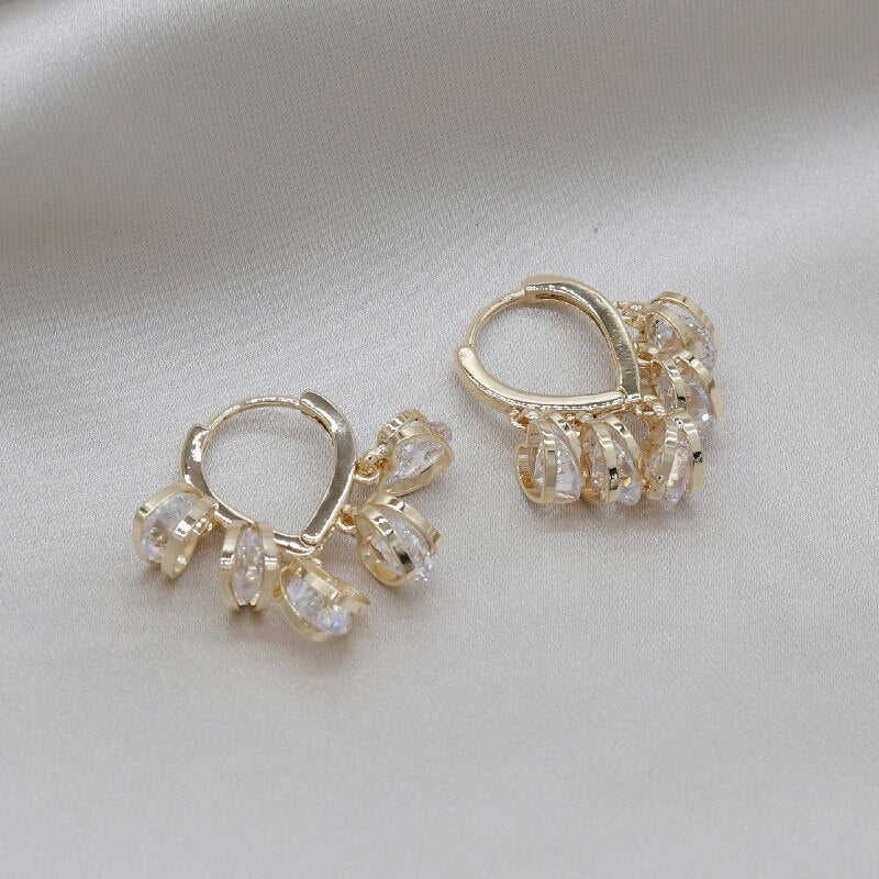 Elegant Heart-Shaped Zircon Drop Earrings for Women - Korean Style Jewelry