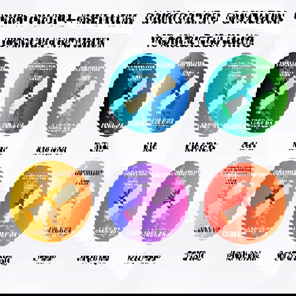 Custom Graduation Party Sticker Bundle - Gradient Design
