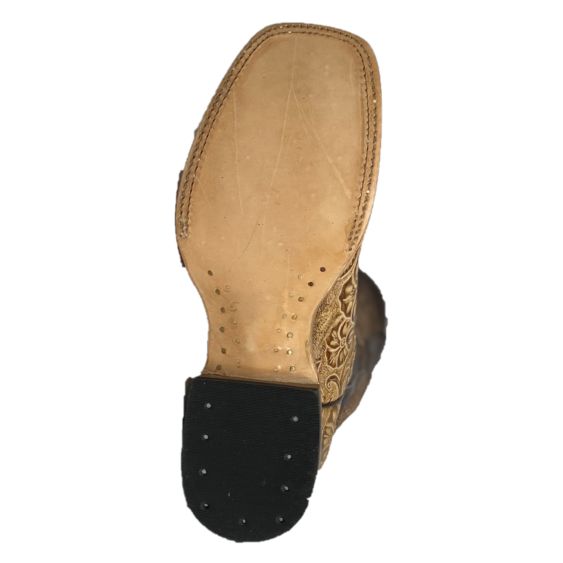 Cowtown® Ladies Oryx Floral Tooled Brown & Tan Square Toe Boots Q452